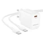 Φορτιστής Ταξιδίου Borofone BN26 Fuente Mini Size GaN USB-C PD20W  + Καλώδιο Φόρτισης USB-C σε USB-C Λευκός | Φορτιστές - shopin.gr