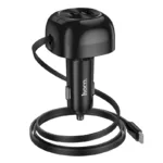 Φορτιστής Αυτοκινήτου Hoco NZ15 Unimpeded PD60W με 1x USB-C και 1x USB-A με Αναδιπλούμενο USB-C Καλώδιο 75cm Μαύρος | Φορτιστές - shopin.gr