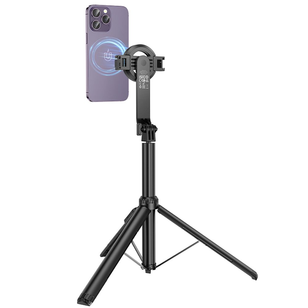 Selfie Stick Hoco K25 Sherkhan Live Broadcast και Τρίποδο για Συσκευές 4.5"- 7" 55mAh Ύψος 1.5m Μαύρο | Selfie Sticks - shopin.gr