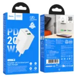 Φορτιστής Ταξιδίου Hoco N69 Nuevo PD20W 5V QC3.0A με 2 Εξόδους Φόρτισης 1xUSB-C και 1xUSB-A Λευκός | Φορτιστές - shopin.gr