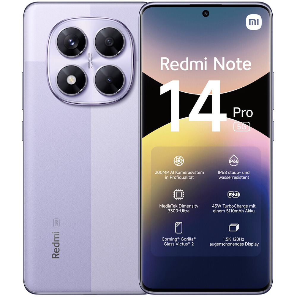 Xiaomi Redmi Note 14 Pro 5G Dual Sim 6.67" 12GB/512GB NFC IP68 Lavender Purple | Smartphone - shopin.gr