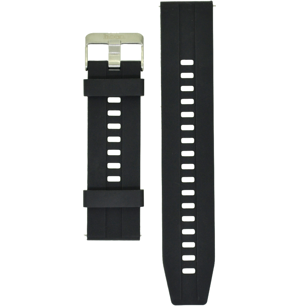 Ανταλλακτικό Watchband Hoco 20mm Universal Μαύρο Silicon Band με Ασημί Αγκράφα | Αξεσουάρ Wearables - shopin.gr