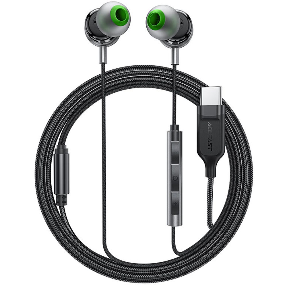 Hands Free Acefast L5 Stereo Earphones USB-C Braided 1.2m Μαύρα με HD Μικρόφωνο και Πλήκτρο Λειτουργίας Συμβατά με Όλες τις Συσκευές USB-C | Hands Free - shopin.gr