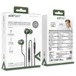 Hands Free Acefast L4 Earphones Stereo 3.5mm Braided 1.2m Μαύρα με HD Μικρόφωνο | Hands Free - shopin.gr