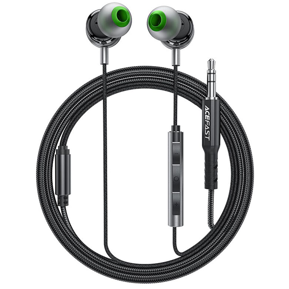 Hands Free Acefast L4 Earphones Stereo 3.5mm Braided 1.2m Μαύρα με HD Μικρόφωνο | Hands Free - shopin.gr