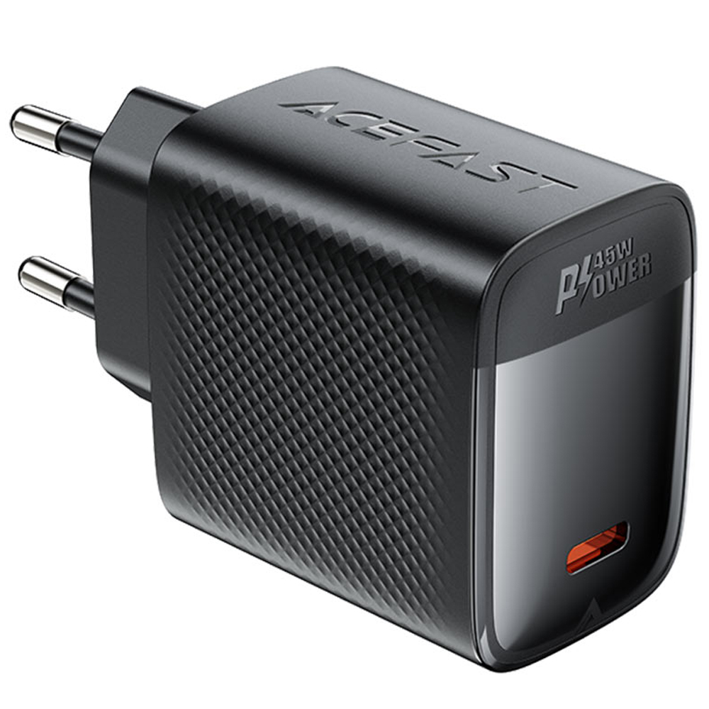 Φορτιστής Ταξιδίου Acefast A112 Fast Charging USB-C PD45W QC3.0 GaN Μαύρος | Φορτιστές - shopin.gr