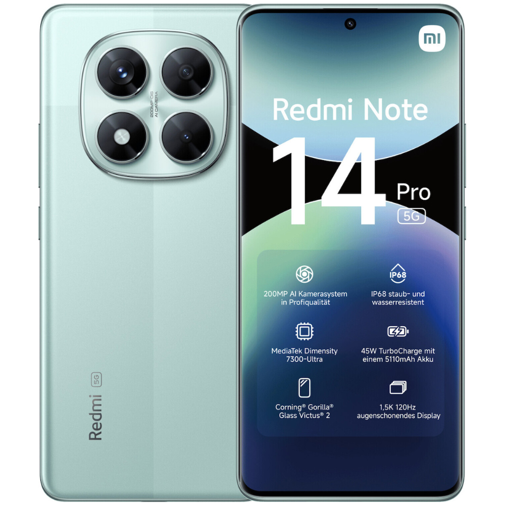 Xiaomi Redmi Note 14 Pro 5G Dual Sim 6.67" 8GB/256GB NFC IP68 Coral Green | Smartphone - shopin.gr