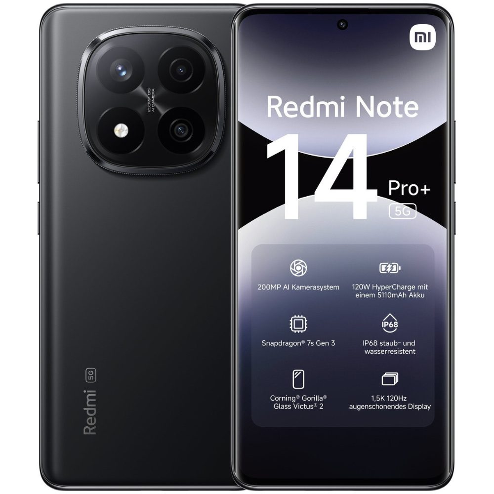 Xiaomi Redmi Note 14 Pro+ 5G Dual Sim 6.67" 8GB/256GB NFC IP68 Midnight Black | Smartphone - shopin.gr