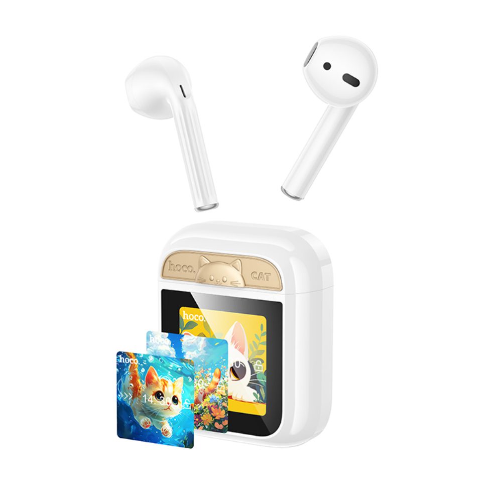 Wireless Hands Free Hoco EW86 Cat v5.4 300mAh 3.5 Ώρες Ομιλίας Σύστημα Εύρεσης Ακουστικού και Οθόνη Αφής Λευκά | Bluetooth - shopin.gr