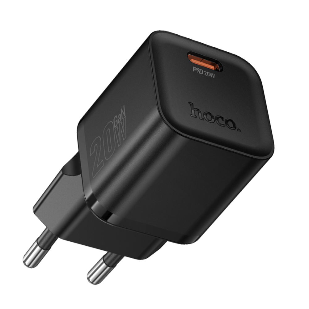 Φορτιστής Ταξιδίου Hoco N64 Ingenious GaN με 1 Εξόδο Φόρτισης USB-C PD20W 5V 3.0A  Μαύρος | Φορτιστές - shopin.gr