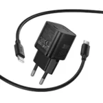 Φορτιστής Ταξιδίου Hoco N64 Ingenious GaN με 1 Εξόδο Φόρτισης USB-C PD20W 5V 3.0A + Καλώδιο Φόρτισης USB-C σε USB-C 1m Μαύρος | Φορτιστές - shopin.gr
