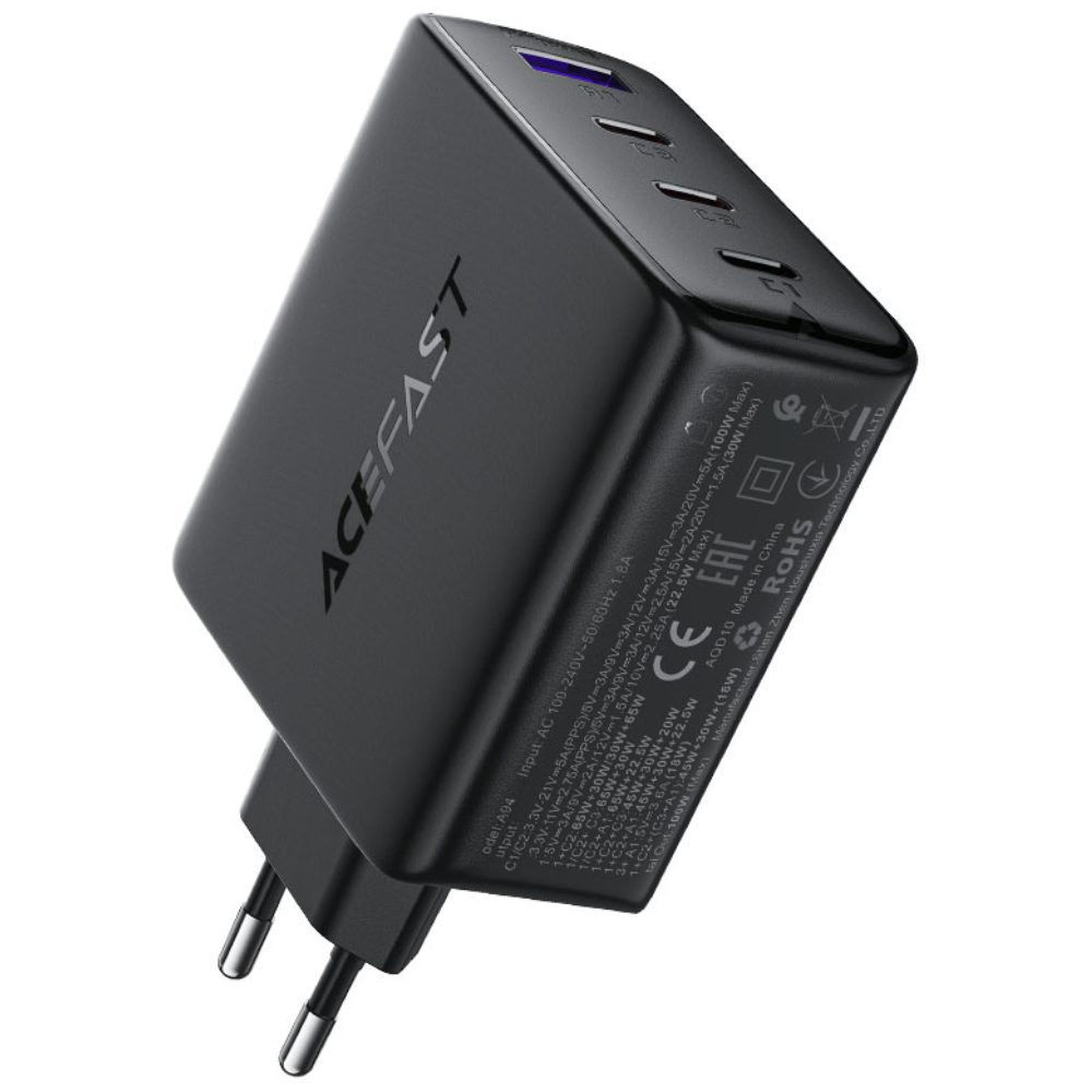 Φορτιστής Ταξιδίου Acefast A94 Fast Charging με 3xUSB-C + 1xUSB-A PD100W GaN Μαύρος | Φορτιστές - shopin.gr