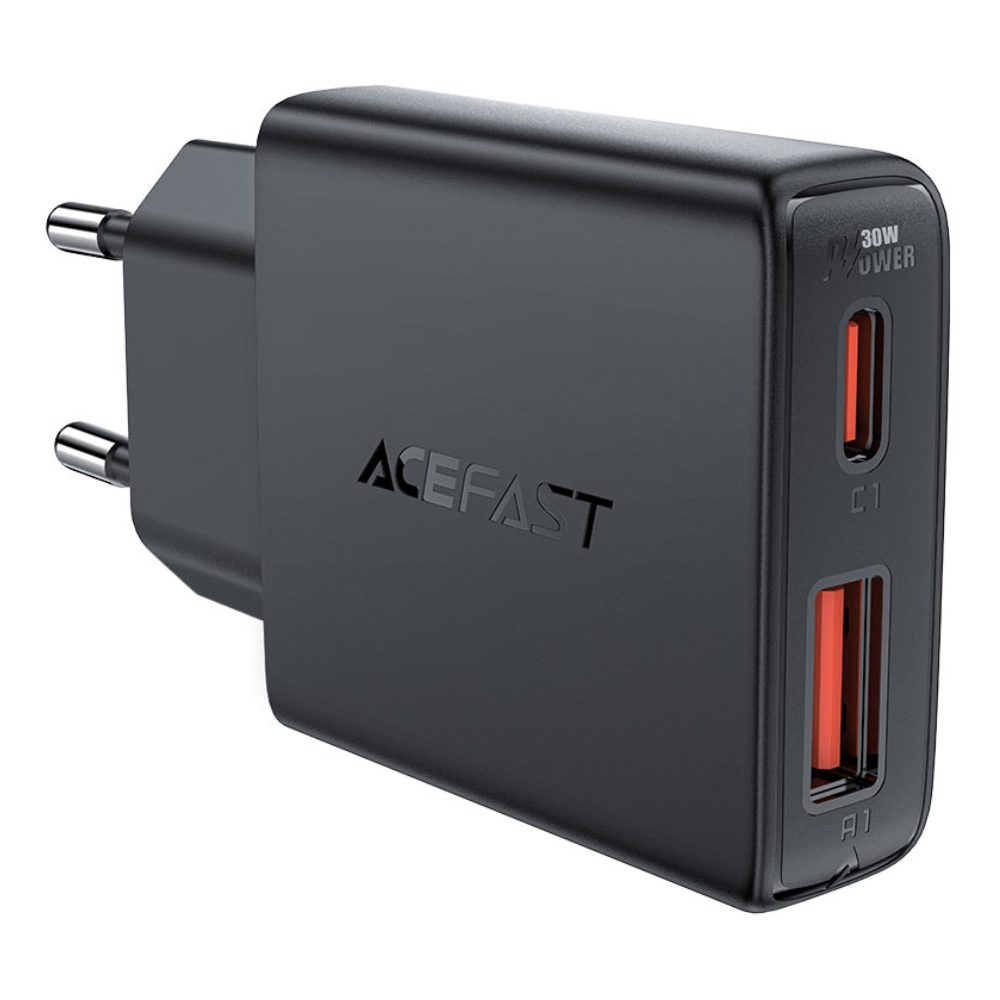 Φορτιστής Ταξιδίου Acefast  A69 GaN Mini με 1xUSB-A + 1xUSB-C PD30W Μαύρος | Φορτιστές - shopin.gr