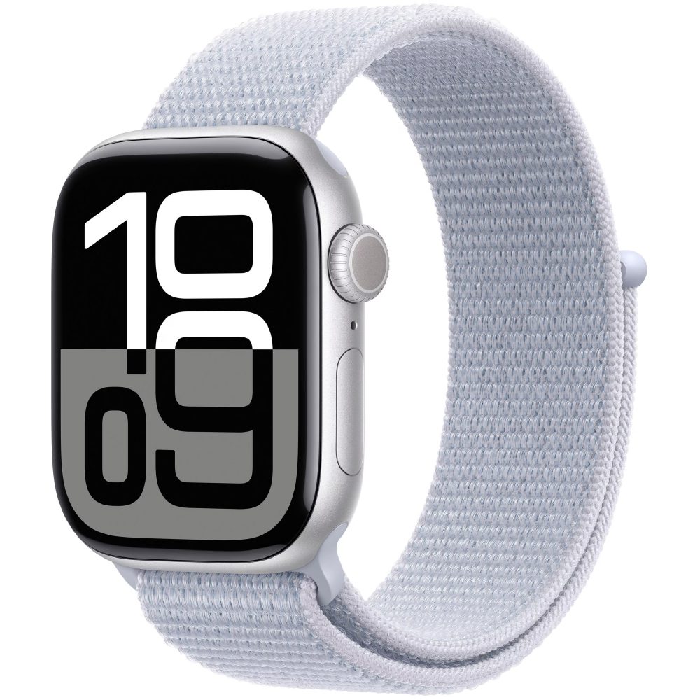 Apple Watch Series 10 Aluminum 42mm GPS NFC IP6X Aluminum Case Silver με Blue Cloud Sport Loop | Smartwatches - shopin.gr