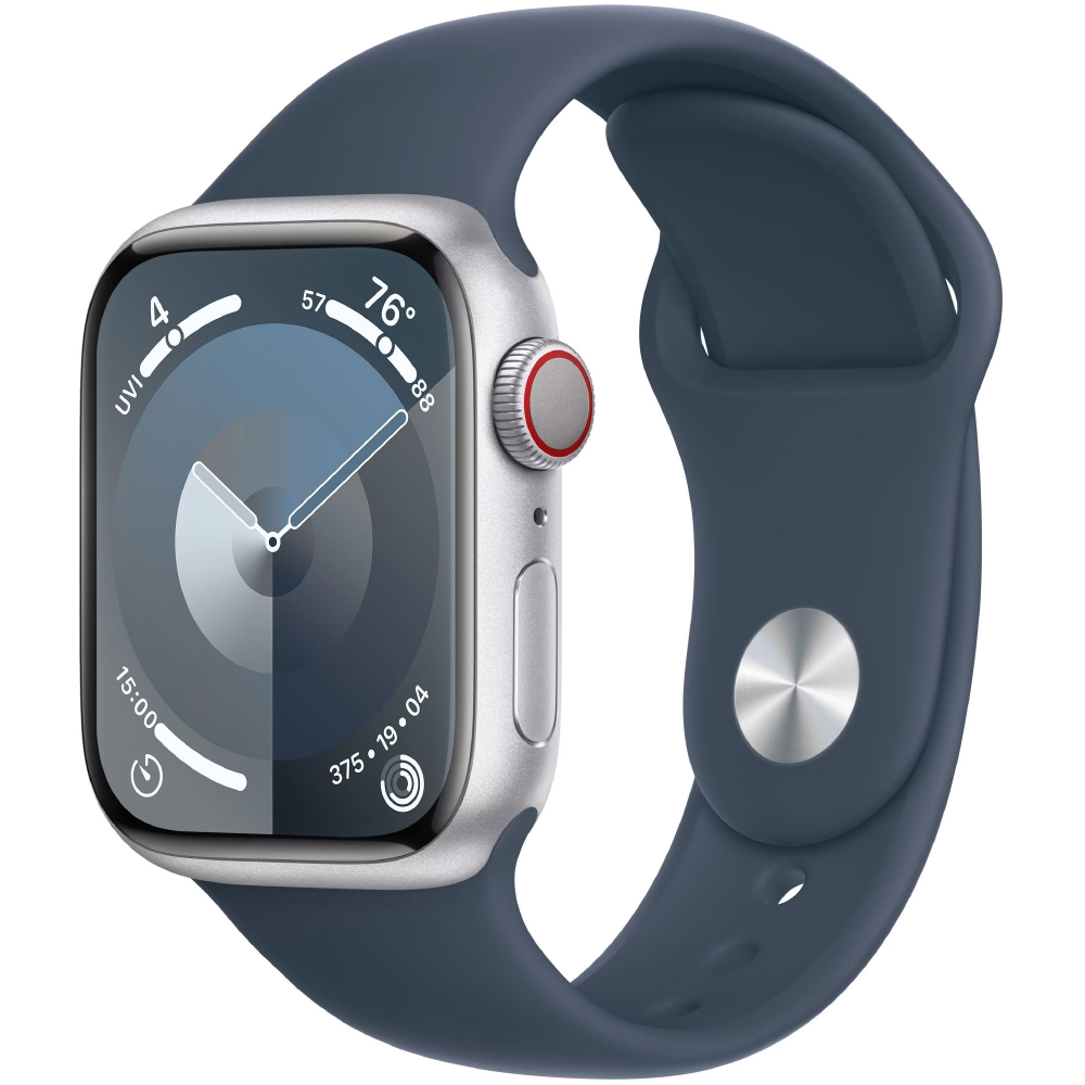 Apple Watch Series 9 Aluminum 41mm GPS NFC IP6X Aluminum Case Silver με Storm Blue Sport Band | Smartwatches - shopin.gr