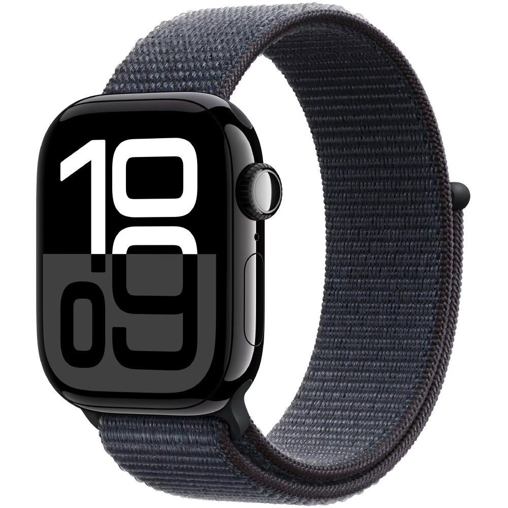 Apple Watch Series 10 Aluminum 42mm GPS NFC IP6X  Aluminum Case Jet Black με Sport Loop Ink | Smartwatches - shopin.gr