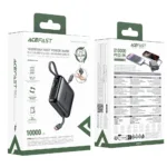Power Bank Acefast M23 Mini 10000mAh PD22.5W Fast Charging με Ενσωματωμένα Καλώδια 1xUSB-C και 1xLightning και 1xUSB-C Θύρα Μαύρο | Power Bank - shopin.gr