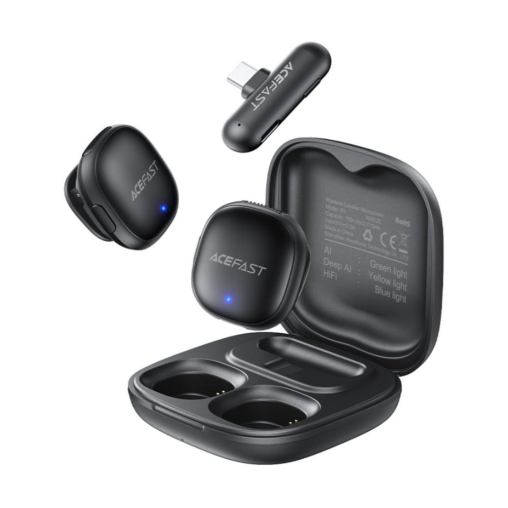 Σετ 2 Μικρόφωνα Πέτου Lavalier Acefast R1 HD AI Μείωση Θορύβου