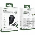 Φορτιστής Ταξιδίου Acefast A118 Mini Fast Charging 1xUSB-C PD30W QC3.0 GaN με USB-C σε USB-C Καλώδιο 1.2m Μαύρος | Φορτιστές - shopin.gr