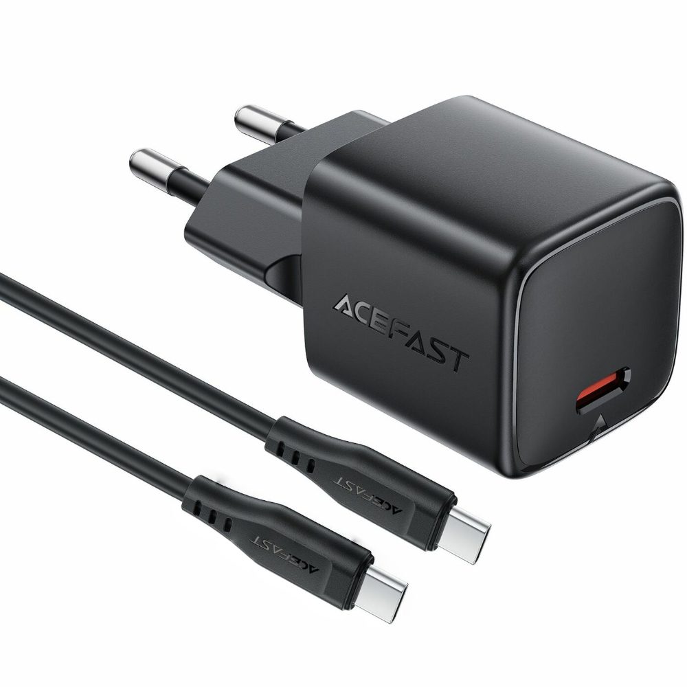 Φορτιστής Ταξιδίου Acefast A118 Mini Fast Charging 1xUSB-C PD30W QC3.0 GaN με USB-C σε USB-C Καλώδιο 1.2m Μαύρος | Φορτιστές - shopin.gr