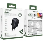 Φορτιστής Ταξιδίου Acefast A119 Mini Fast Charging USB-C PD45W 3A GaN Μαύρος | Φορτιστές - shopin.gr