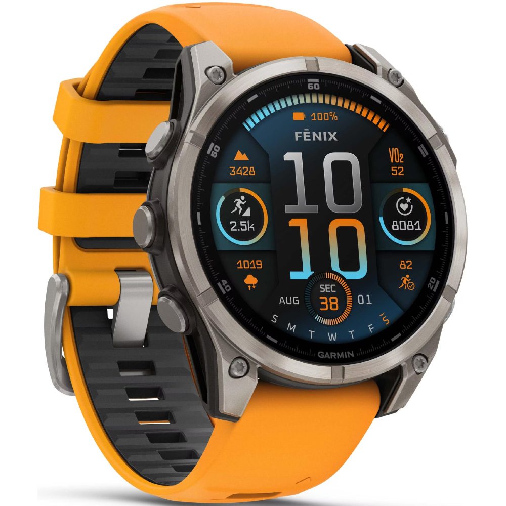 Garmin Watch Fenix 8 Titanium 47mm GPS NFC 10 ATM με Δυνατότητα Κλήσεων Sapphire Titanium with Spark Orange and Graphite Silicone Band | Smartwatches - shopin.gr