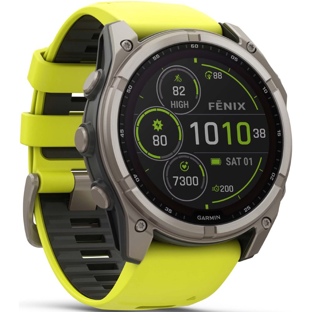 Smartwatch Garmin Fenix 8 Solar Titanium 51mm GPS NFC 10 ATM με Δυνατότητα Κλήσεων Sapphire Titanium With Amp Yellow/Graphite Silicone Band | Smartwatches - shopin.gr