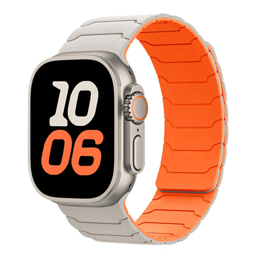 Watchband Hoco WA39 Flex Series 44/45/46/49mm Silicon Strap για Apple Watch series 1/2/3/4/5/6/7/8/9/se/ultra1/ultra2 Μπέζ με Πορτοκαλί | Αξεσουάρ Wearables - shopin.gr