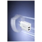 Φορτιστής Ταξιδίου Devia RLC-342 με Διπλή Έξοδο 2xUSB A 12W & Καλώδιο USB A σε Lightning 1m Lite2 Λευκό | Shopin.gr