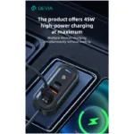 Φορτιστής Αυτοκινήτου Ταχείας Φόρτισης Devia K5 με Πενταπλή Έξοδο 3xUSB A & 2xUSB C 45W Pro1 Μαύρο | Shopin.gr