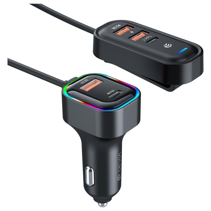 Φορτιστής Αυτοκινήτου Ταχείας Φόρτισης Devia K5 με Πενταπλή Έξοδο 3xUSB A & 2xUSB C 45W Pro1 Μαύρο | Shopin.gr