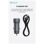 Φορτιστής Αυτοκινήτου Ταχείας Φόρτισης Devia EA507 Metal με Διπλή Έξοδο USB A & USB C PD QC 3.0 48W & Καλώδιο USB C σε USB C Extreme Σκούρο Γκρι | Shopin.gr