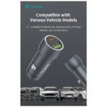 Φορτιστής Αυτοκινήτου Ταχείας Φόρτισης Devia EA507 Metal με Διπλή Έξοδο USB A & USB C PD QC 3.0 48W & Καλώδιο USB C σε USB C Extreme Σκούρο Γκρι | Shopin.gr