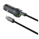 Φορτιστής Αυτοκινήτου Ταχείας Φόρτισης Devia EA507 Metal με Διπλή Έξοδο USB A & USB C PD QC 3.0 48W & Καλώδιο USB C σε USB C Extreme Σκούρο Γκρι | Shopin.gr