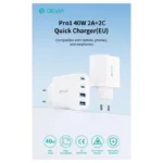 Φορτιστής Ταξιδίου Ταχείας Φόρτισης Devia RCE-4001AACCL με Τετραπλή Έξοδο 2xUSB A & 2xUSB C PD QC 40W Pro1 Λευκό | Shopin.gr