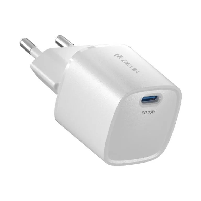 Φορτιστής Ταξιδίου Ταχείας Φόρτισης Devia RLC-545 Mini με Έξοδο USB C GaN PD 30W Extreme Λευκό | Shopin.gr
