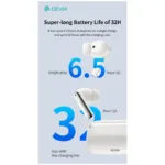 True Wireless Ακουστικά Bluetooth Devia EM031 ANC + ENC Ultra1 Λευκό | Shopin.gr