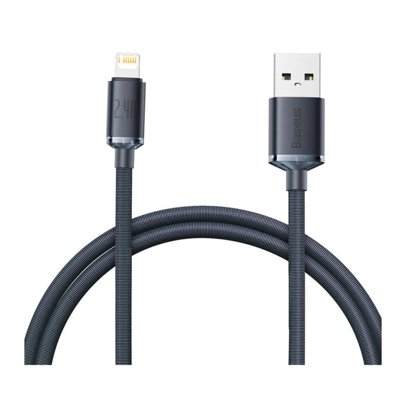 Καλώδιο Σύνδεσης USB 2.0 Baseus Crystal Shine USB A σε Lightning 12W 2.4A 1.2m Μαύρο | Shopin.gr