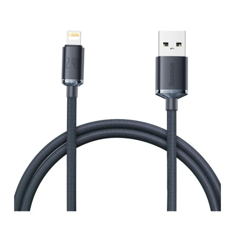 Καλώδιο Σύνδεσης USB 2.0 Baseus Crystal Shine USB A σε Lightning 12W 2.4A 1.2m Μαύρο | Shopin.gr