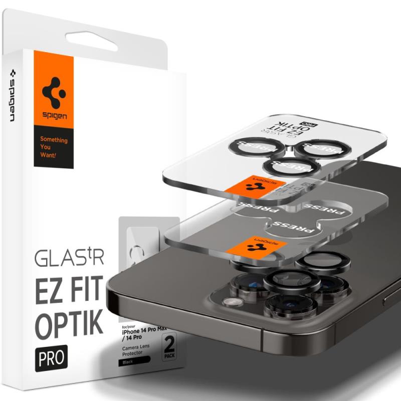 Προστατευτικό Κάλυμμα Κάμερας Spigen Optik.tR EZ-FIT για Τζαμάκι Κάμερας Apple iPhone 14 Pro/ 14 Pro Max/ 15 Pro/ 15 Pro Max/ 16 Pro/ 16 Pro Max/ 17 Pro/ 17 Pro Max Μαύρο (2 τεμ.) | Shopin.gr