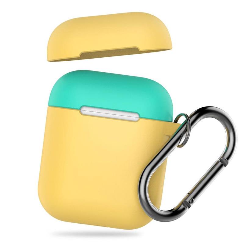 Θήκη Σιλικόνης AhaStyle PT46 Apple AirPods Tone με Γάντζο Κίτρινο-Φυστικί | Shopin.gr