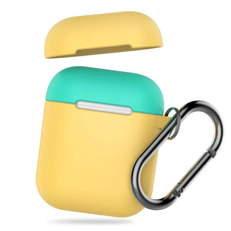 Θήκη Σιλικόνης AhaStyle PT46 Apple AirPods Tone με Γάντζο Κίτρινο-Φυστικί | Shopin.gr
