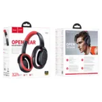 Wireless Ακουστικά Stereo Hoco W67 Rhyme Open Ear v5.4 300mAh 32hr Χρήσης με Μικρόφωνο Μαύρα Κόκκινα | Bluetooth - shopin.gr