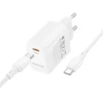 Φορτιστής Ταξιδίου Borofone BN28 Fuente GaN USB-C PD30W Mini Size + Καλώδιο Φόρτισης USB-C σε USB-C Λευκός | Φορτιστές - shopin.gr
