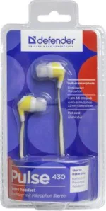 DEFENDER EARPHONES PULSE 430 WHITE &amp; YELLOW | ΠΕΡΙΦΕΡΕΙΑΚΑ ΚΙΝΗΤΗΣ -> ΠΕΡΙΦΕΡΕΙΑΚΑ -> ΑΚΟΥΣΤΙΚΑ/HANDSFREE - Shopin.gr