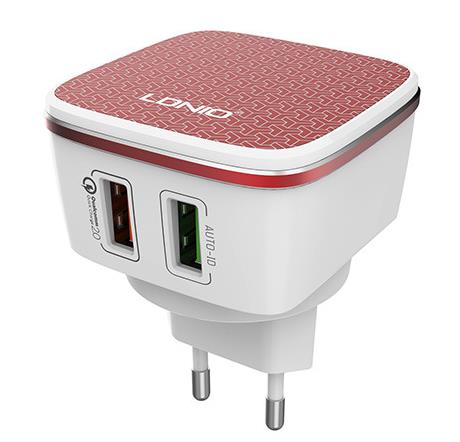 LDNIO A2405Q ΦΟΡΤΙΣΤΗΣ QC3.0 2 PORTS + 1M LIGHTNING CABLE