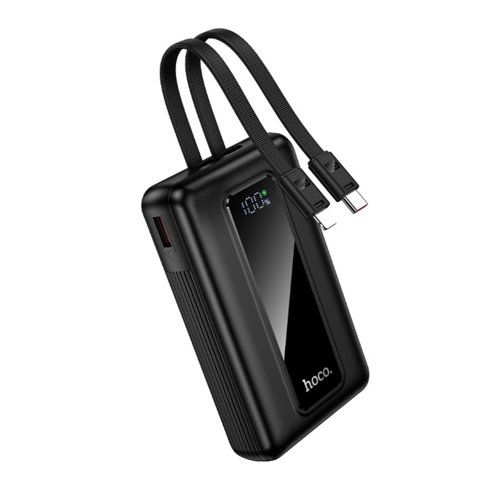 Power Bank Hoco J162A Full power 20000mAh PD20W+22.5W QC με Θύρες USB+USB-C Ενσωματωμένα Καλώδια USB-C+Lighting και LED Ένδειξη Μπαταρίας Μαύρο | Power Bank - shopin.gr