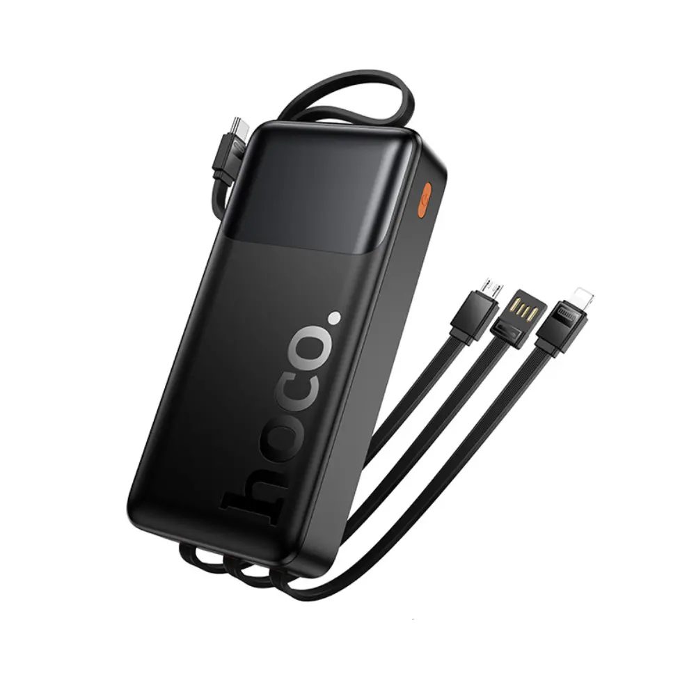 Power Bank Hoco J156A Founder 20000mAh PD20W+22.5W QC με Θύρες USB+USB-C Ενσωματωμένα Καλώδια USB-C+USB+Lighting+Micro και LED Ένδειξη Μπαταρίας Μαύρο | Power Bank - shopin.gr