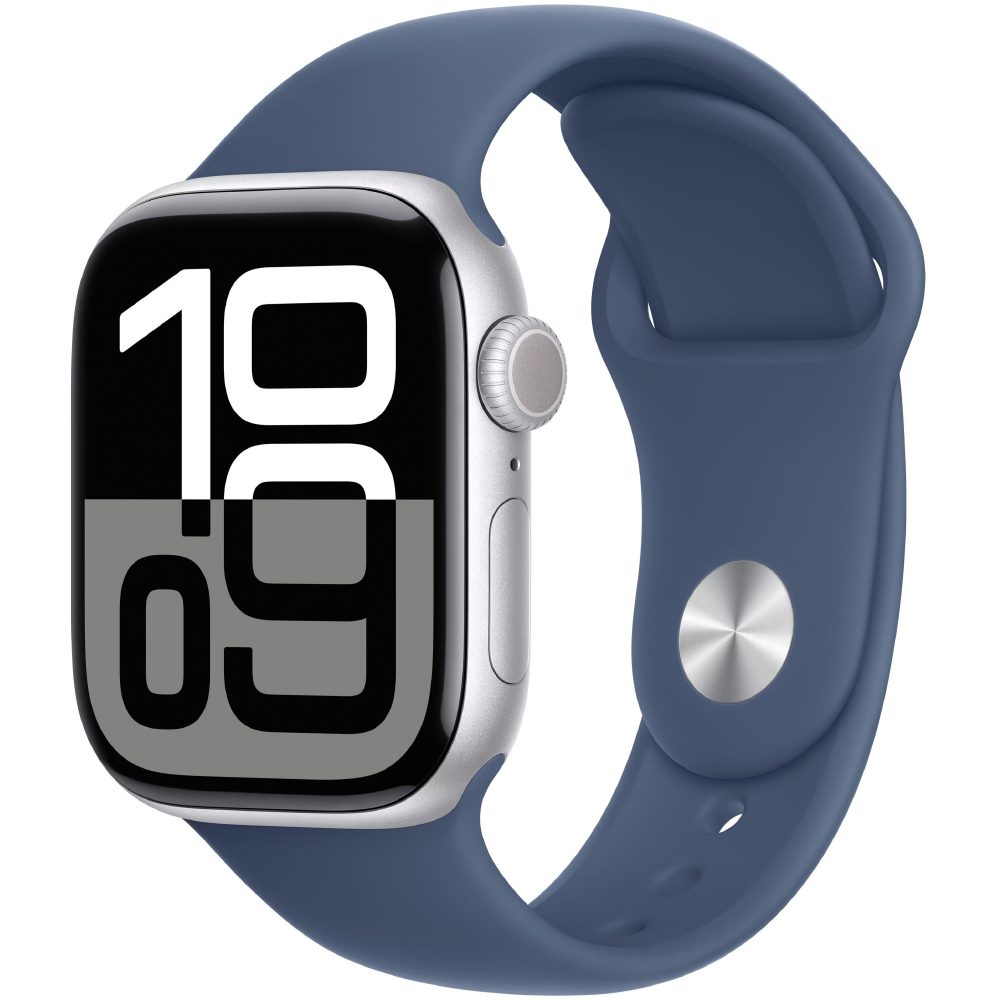 Apple Watch Series 10 Aluminum 46mm GPS NFC IP6X  Aluminum Case Silver με Sport Band Denim | Smartwatches - shopin.gr