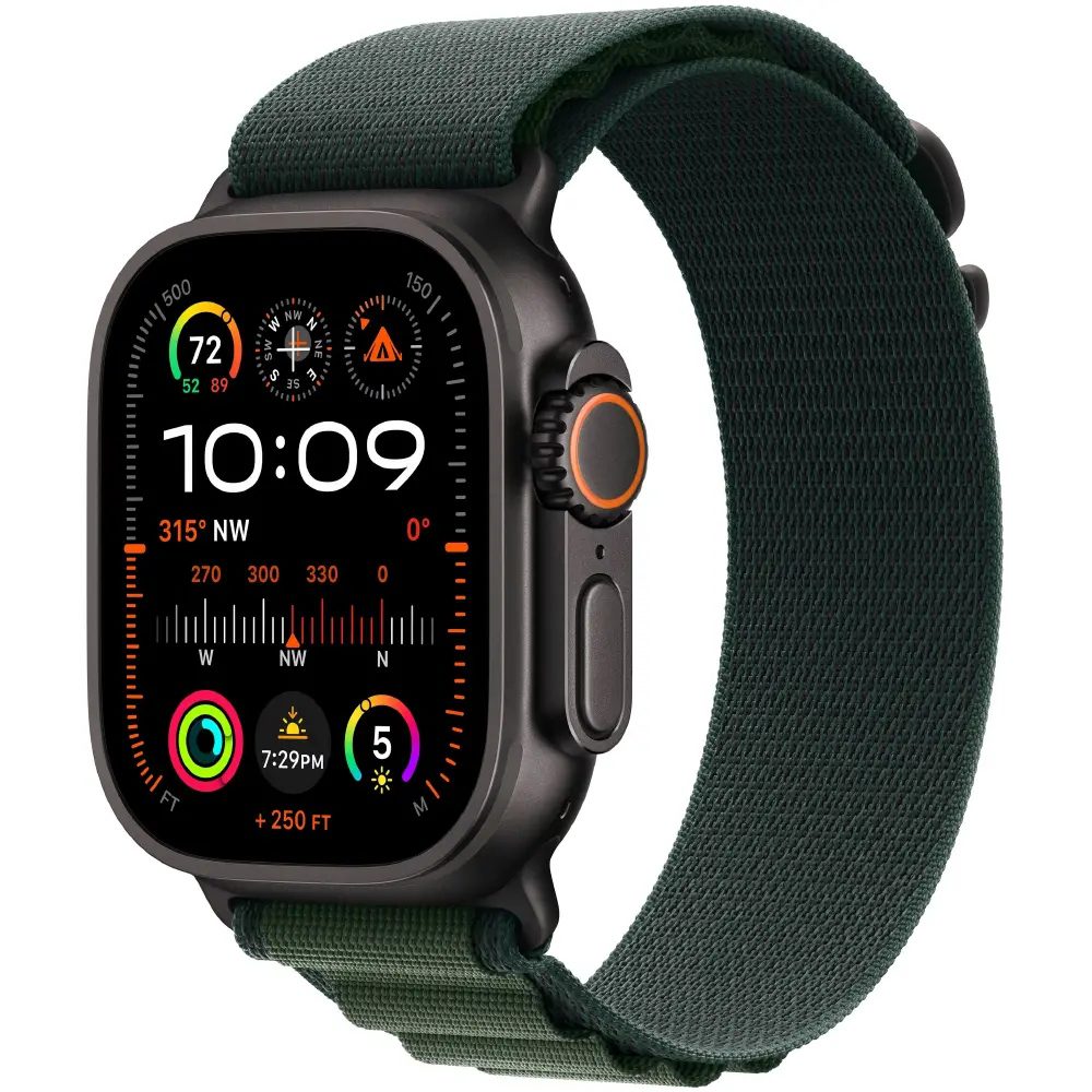 Apple Watch Ultra 2 49mm GPS eSIM NFC IP6X Titanium Case με Dark Green Alpine Loop | Smartwatches - shopin.gr